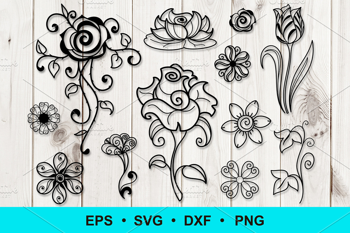 Flower Silhouette Ornament Clip Art, an Object Graphic by Elena Nesterova (Photo 1 of 4)