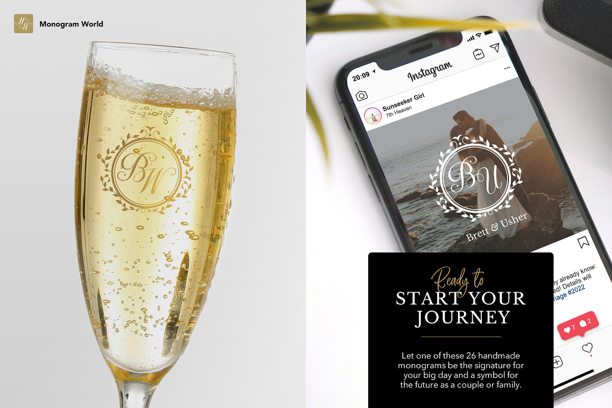 Wedding Monogram Set B, a Branding & Logo Template by Monogram World (Photo 4 of 8)