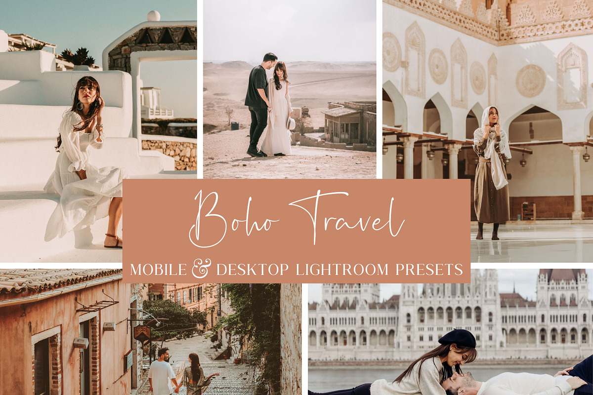 5 BOHO TRAVEL LIGHTROOM PRESETS, an Action Add-On by Emma Kate Creative (Photo 1 of 10)