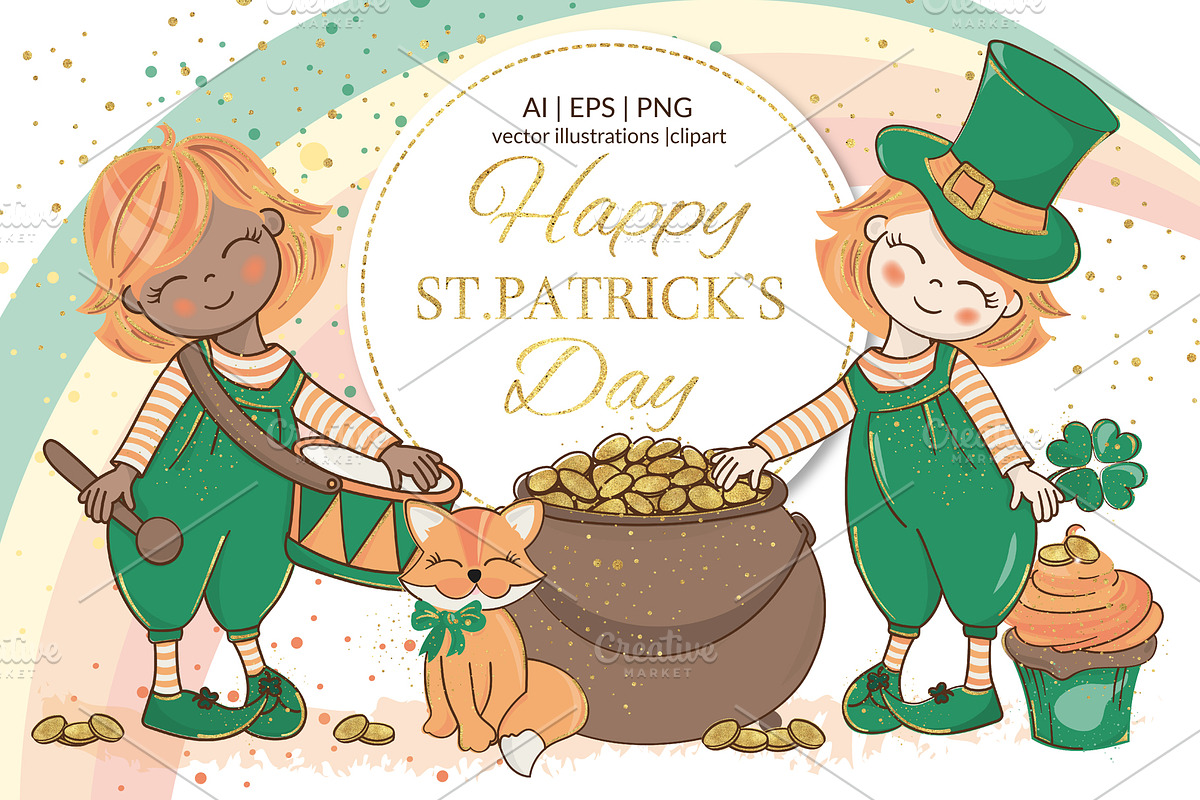 ST. PATRICK DAY Vector Illustration, a Decorative Illustration by FARAWAYKINGDOM (Photo 1 of 7)