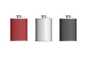 3d Blank Hip Flask Whiskey Set.