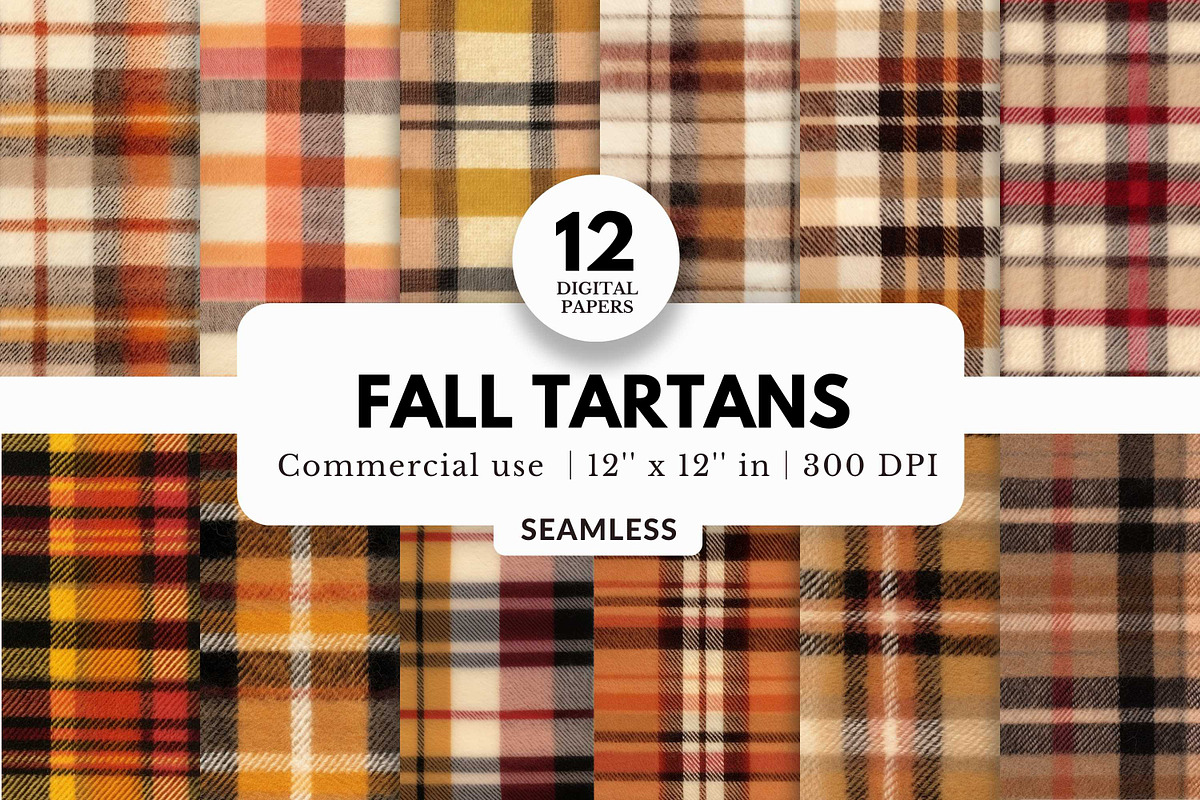 12 Fall Tartans Digital Papers, a Pattern Graphic by NorthWindPixels (Photo 1 of 4)