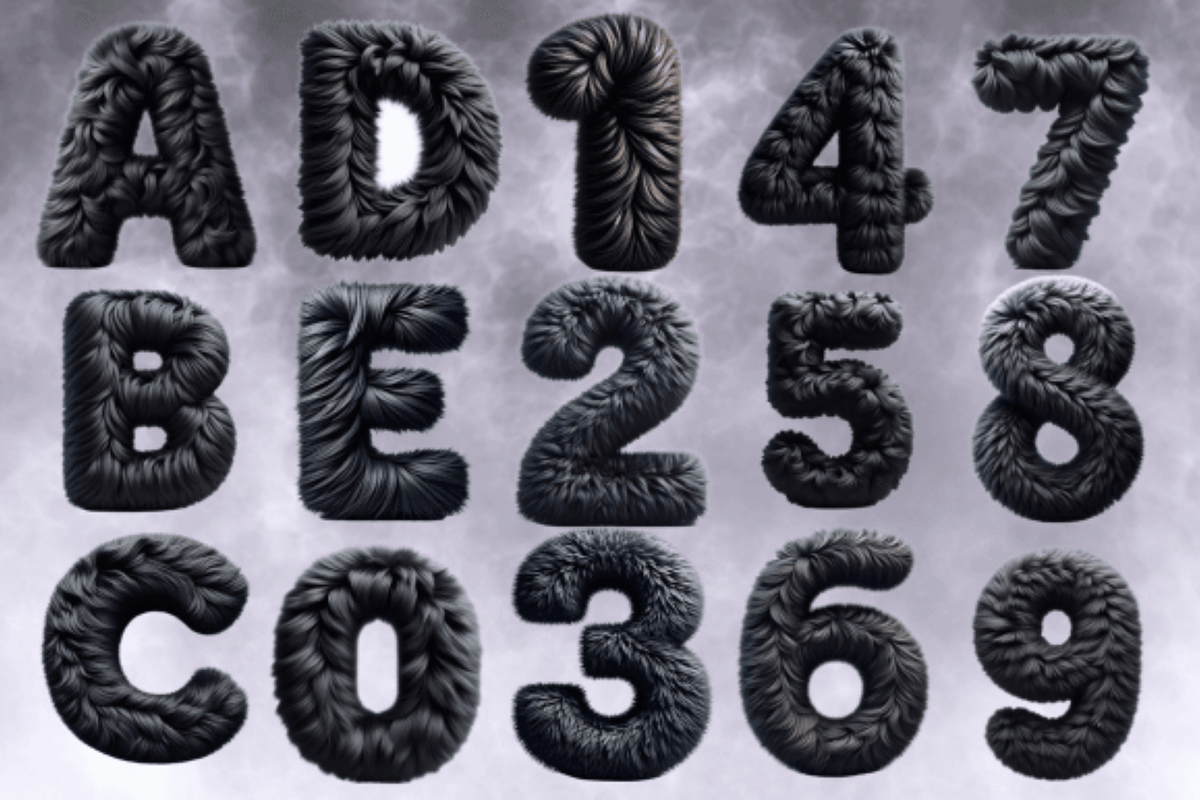 Black Fluffy Alphabet Sublimation, an Animal Illustration by Dizzy Art Studio (Photo 2 of 2)