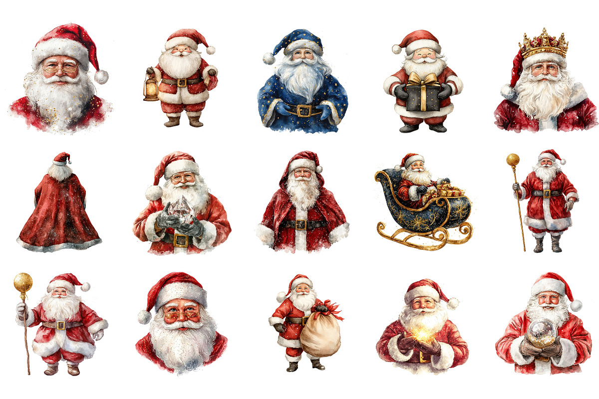 Dark Glittering Christmas Santa PNG, an Illustration by Designking (Photo 2 of 5)