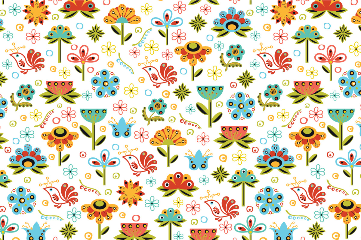 Vector Flowers Seamless Pattern preview 3