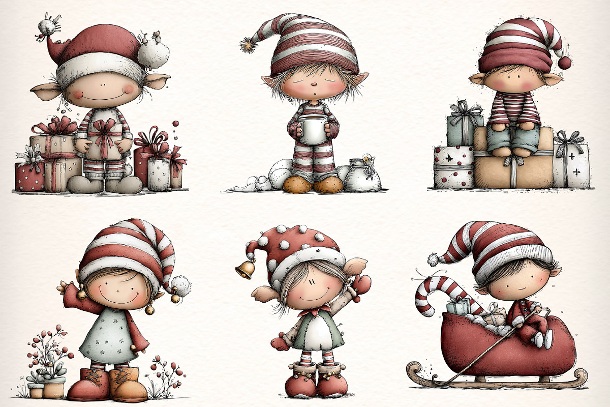 Whimsical Elf Clipart Bundle, an Illustration by Dream Creation (Photo 2 of 6)