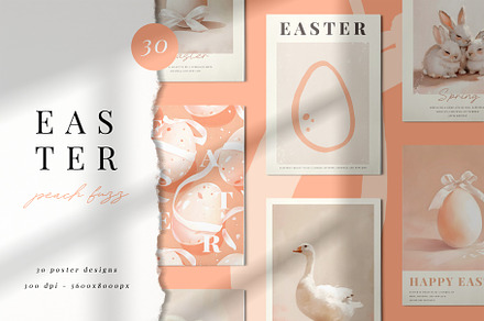 EASTER PEACH FUZZ poster set, a Background Graphic by Cute vector
