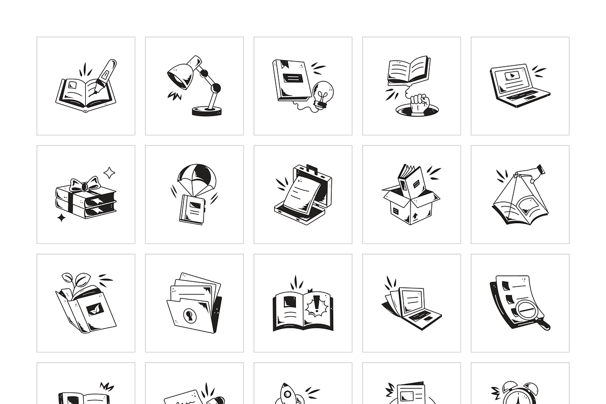 Doodle Reading Icons, a Solid Icon by Prosymbols (Photo 5 of 5)