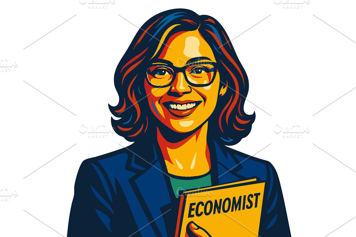 Smiling female economist vector, a Finance Illustration by AlexArt