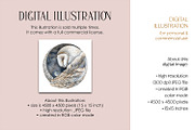 Barn Owl In Moon Circle Illustration, an Animal Illustration by The Dutch Lady Designs (Thumbnail 3 of 4)