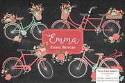 Mint & Coral Floral Bicycles, an Illustration by Amanda Ilkov (Thumbnail 2 of 5)
