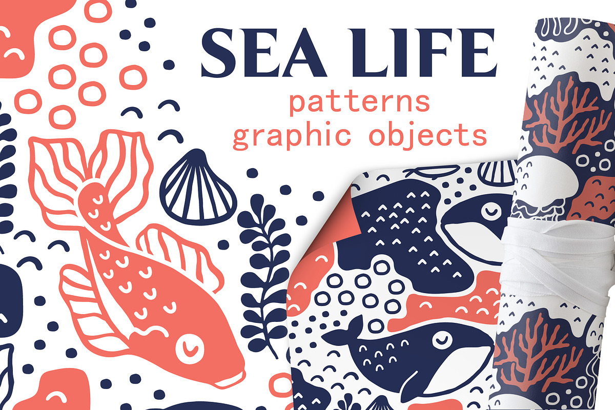 SEA LIFE | Seamless patterns pack, a Pattern Graphic by Nastya Tkachova (Photo 1 of 6)