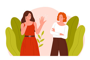 Woman Shows Engagement Ring, Friend, a Person Illustration by Flashvector
