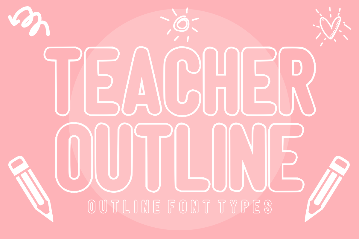 Teacher Outline - Cute Teacher Font, a Sans Serif Font by KiddoGlyphs Studio (Photo 1 of 5)