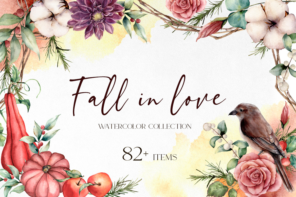 Fall Watercolor autumn flowers, a Seasonal Illustration by Yuliya Derbisheva (Photo 1 of 9)