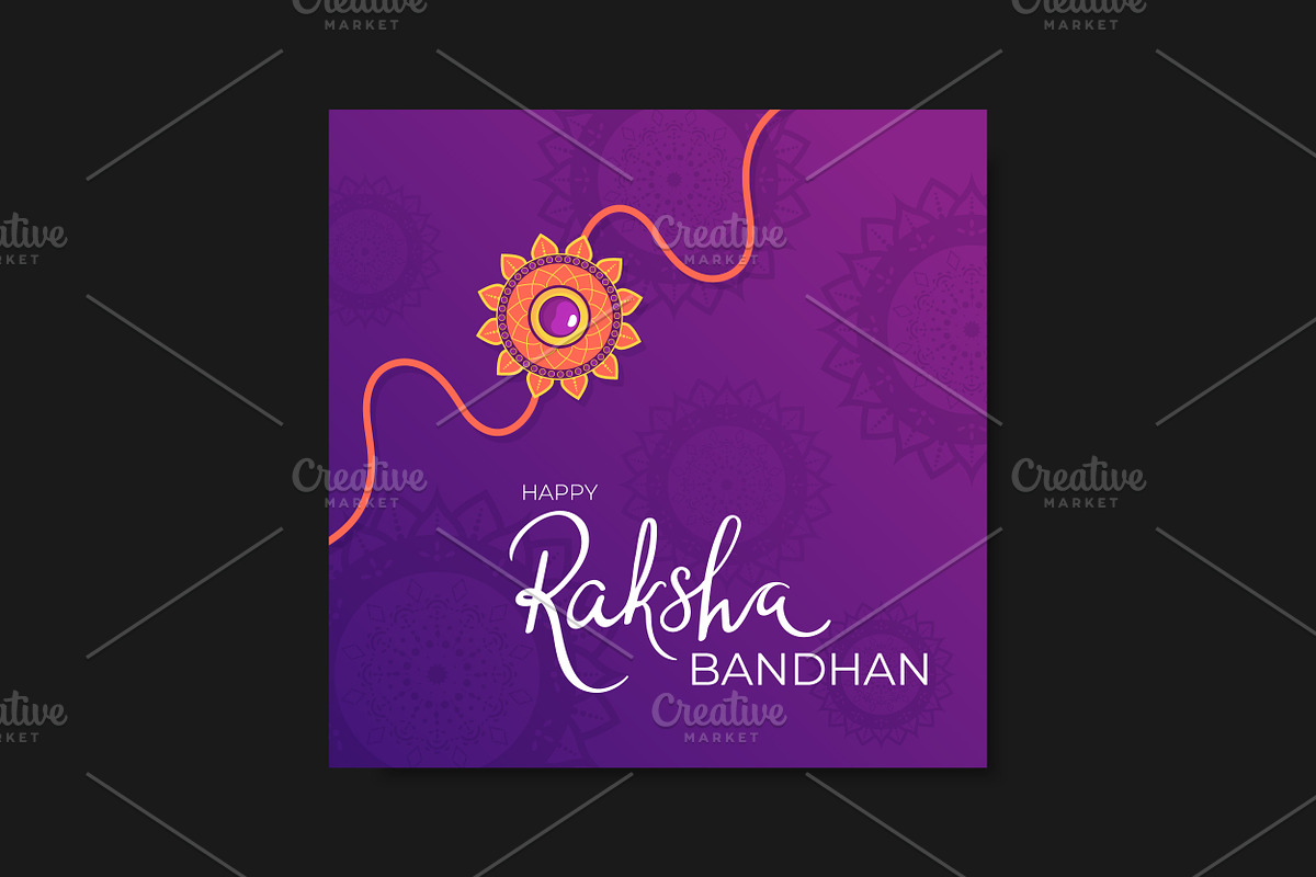 Happy Raksha Bandhan Greeting Card, a Decorative Illustration by PsychocheArt (Photo 3 of 3)