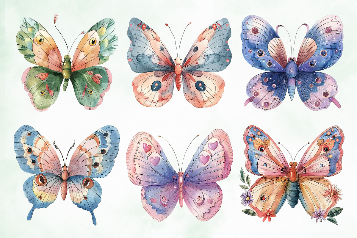 Watercolor Butterfly Png Clipart, an Illustration by Creative Art (Photo 8 of 8)
