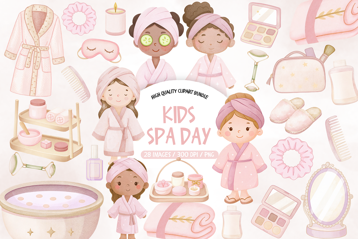 Sleepover Spa Day Illustrations, an Illustration by TatiMockup (Photo 1 of 3)