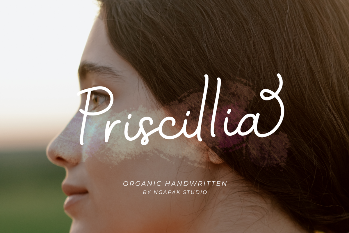 Priscillia | Organic Handwritting, a Script Font by Ngapak Studio (Photo 1 of 12)