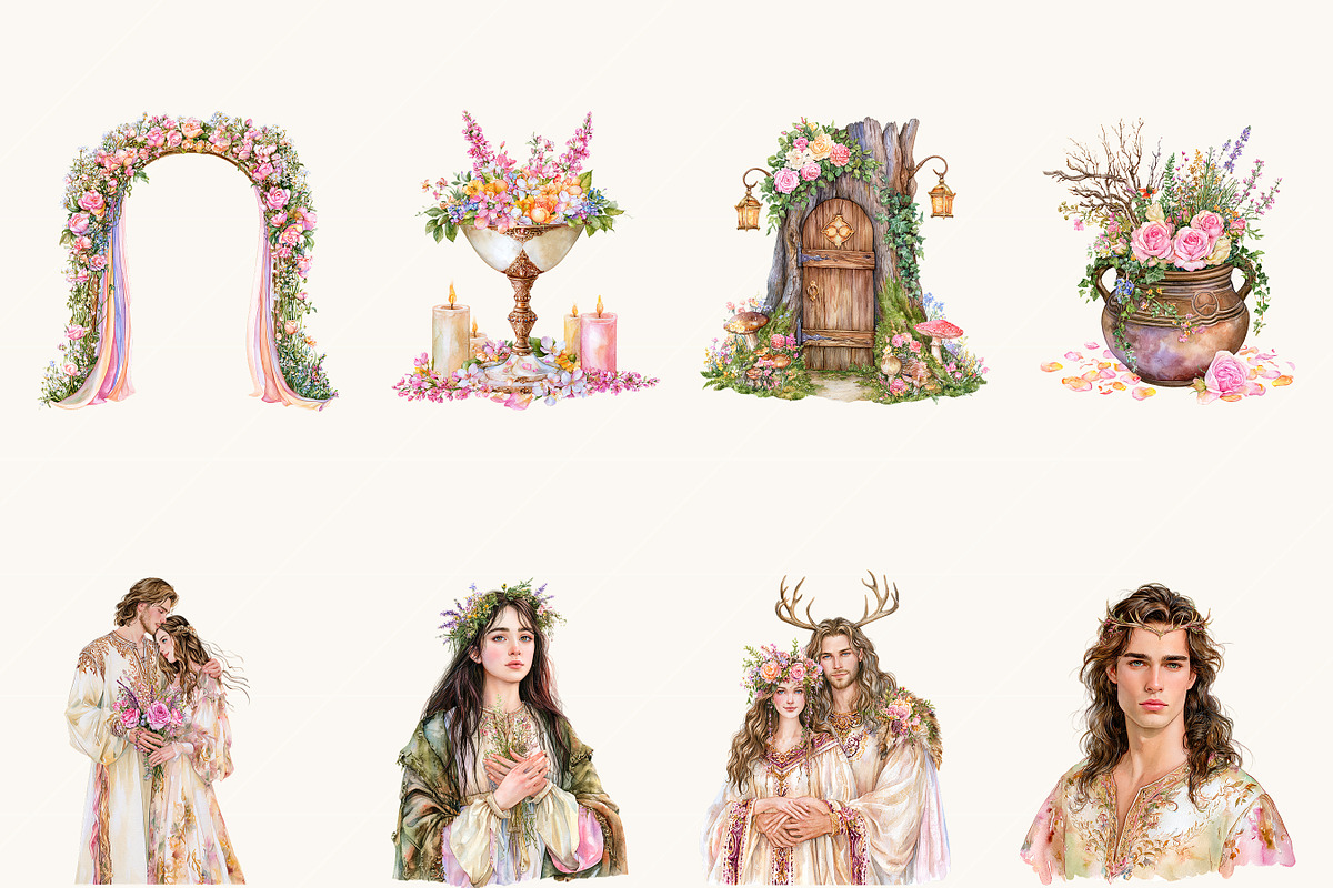 Watercolor Beltane Clipart Bundle, an Object Illustration by BusyDaydesign (Photo 2 of 9)