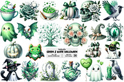 Green & White Halloween Clipart, an Illustration by Pixels.Craft (Thumbnail 1 of 8)