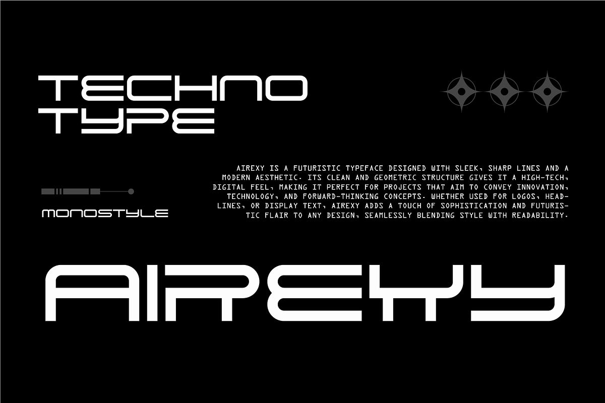 Airexy - Futuristic Display Font, a Sans Serif Font by Typeagle (Photo 7 of 9)