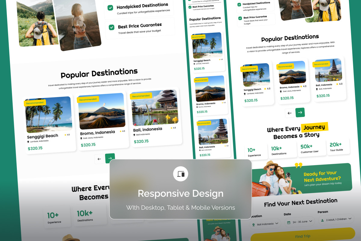 Tour & Booking Landing Page UI Kit, a Landing Page Template by twinstd (Photo 4 of 5)