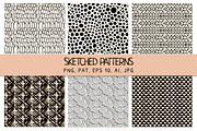 6 Black Sketched Seamless Patterns, a Pattern Graphic by Olya Creative (Thumbnail 1 of 4)