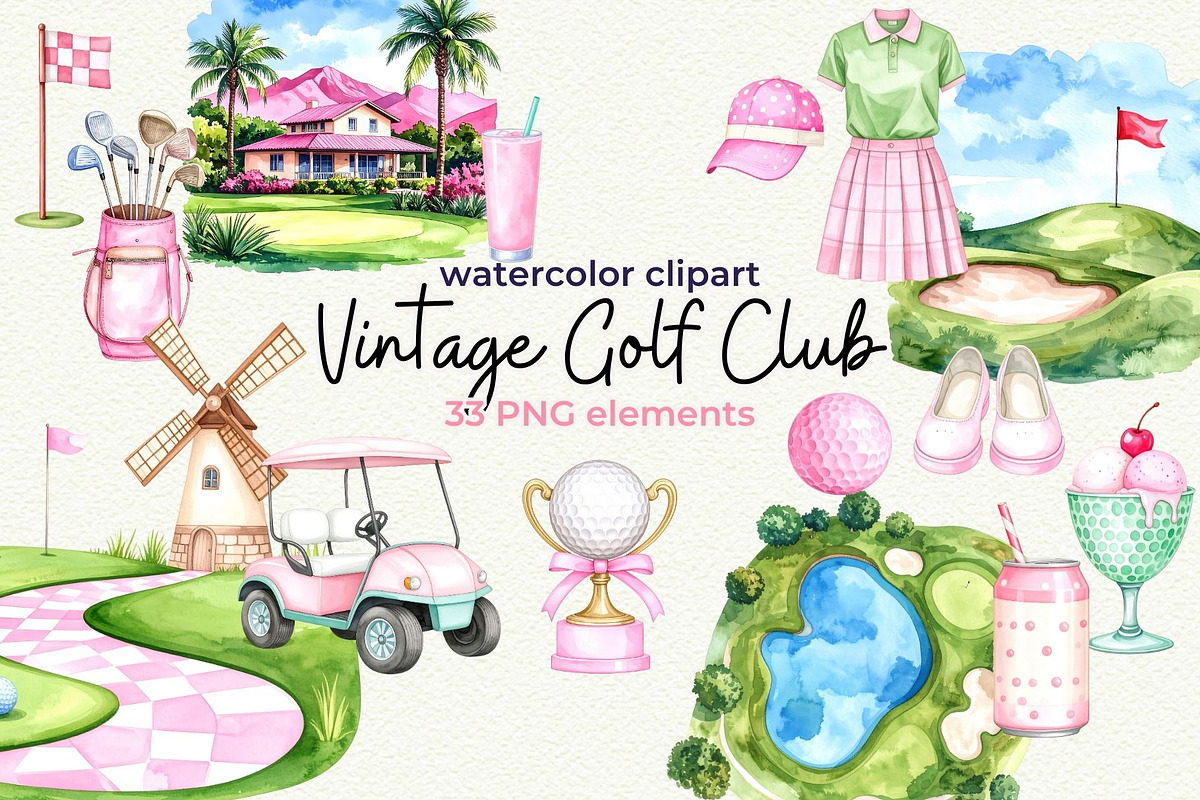 Vintage Golf Club – Pink Edition, an Object Graphic by Anna Design Studio (Photo 1 of 8)