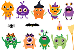 Cute Halloween Monsters Clip Art