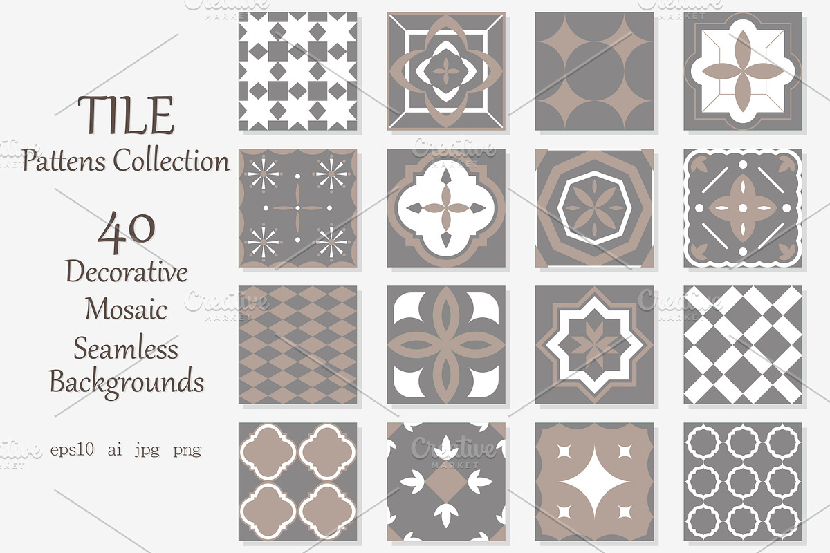 40 Tile mosaic seamless patterns, a Pattern Graphic by ExpressShop (Photo 1 of 5)
