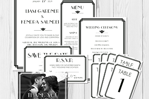 Art Deco Wedding Invitation Template