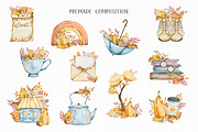 Watercolor Cozy Autumn Clipart, a Seasonal Illustration by SvetaArtStore (Thumbnail 3 of 9)