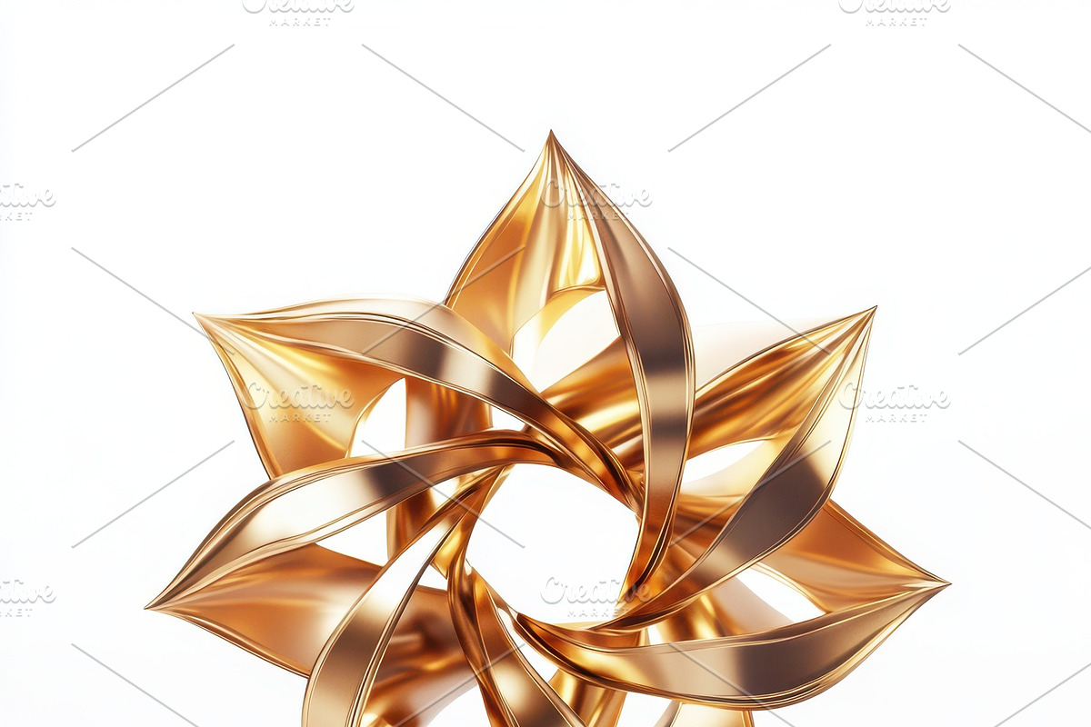 Golden abstract swirling star design, a Mockup by Pixeness Studio
