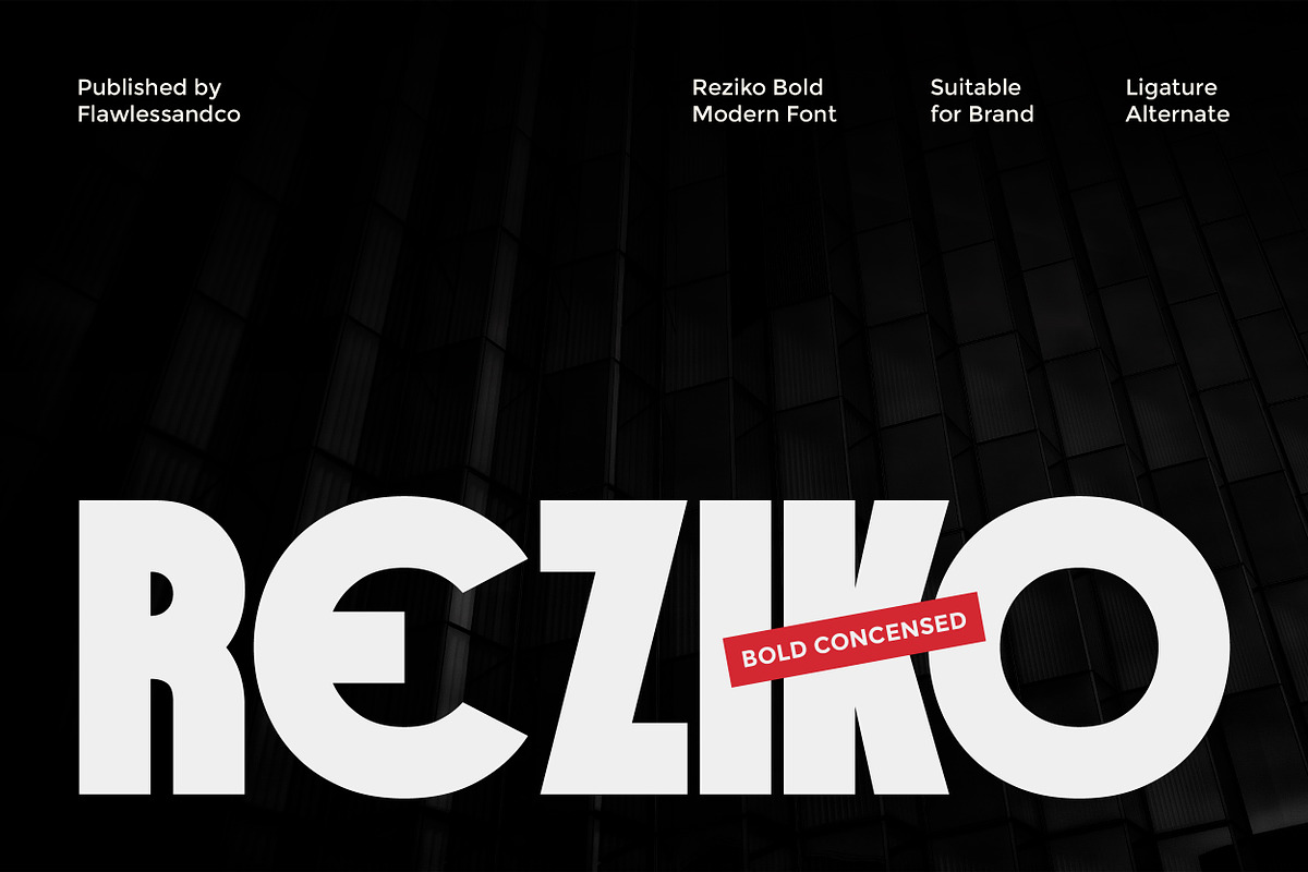 Reziko - Bold Condensed Font, a Sans Serif Font by Flawless And Co (Photo 1 of 10)