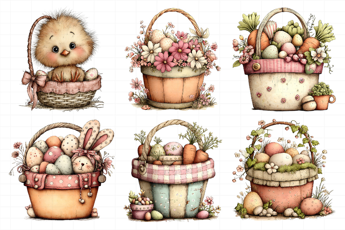 Easter Basket Clipart Set, an Illustration by Daily.Designs (Photo 8 of 8)