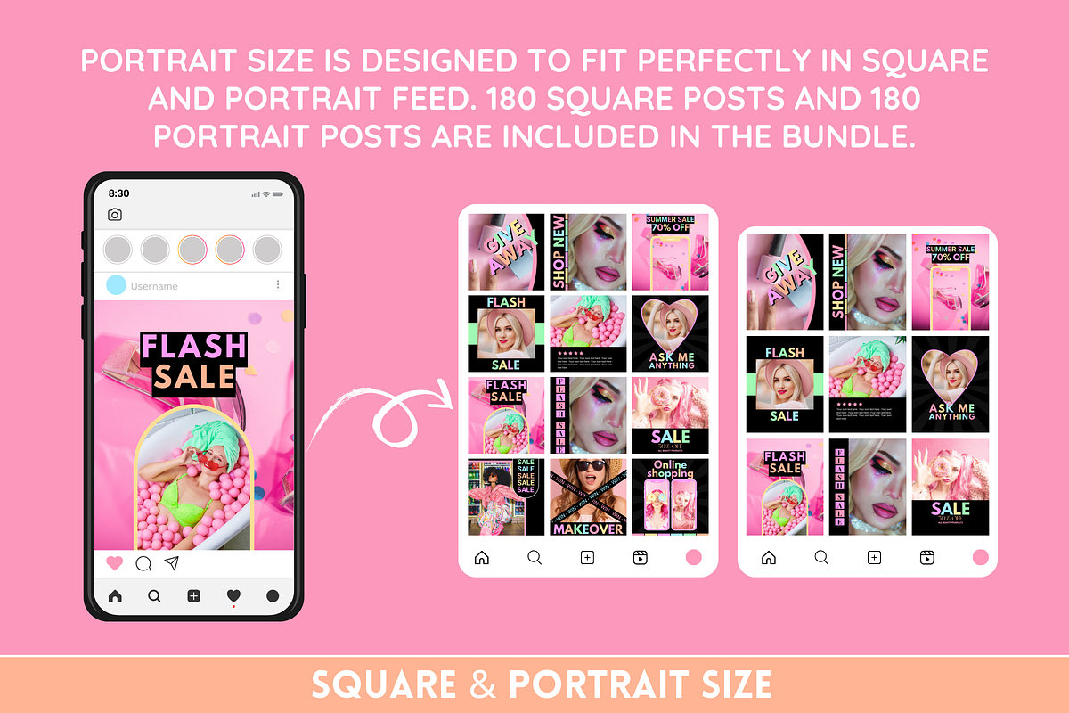 Pastel Neon Instagram Templates, a Social Media Template by SunshineStudioBoutique (Photo 2 of 10)