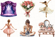 Watercolor Ballet Whisper Clipart, an Illustration by OK Design (Thumbnail 2 of 5)
