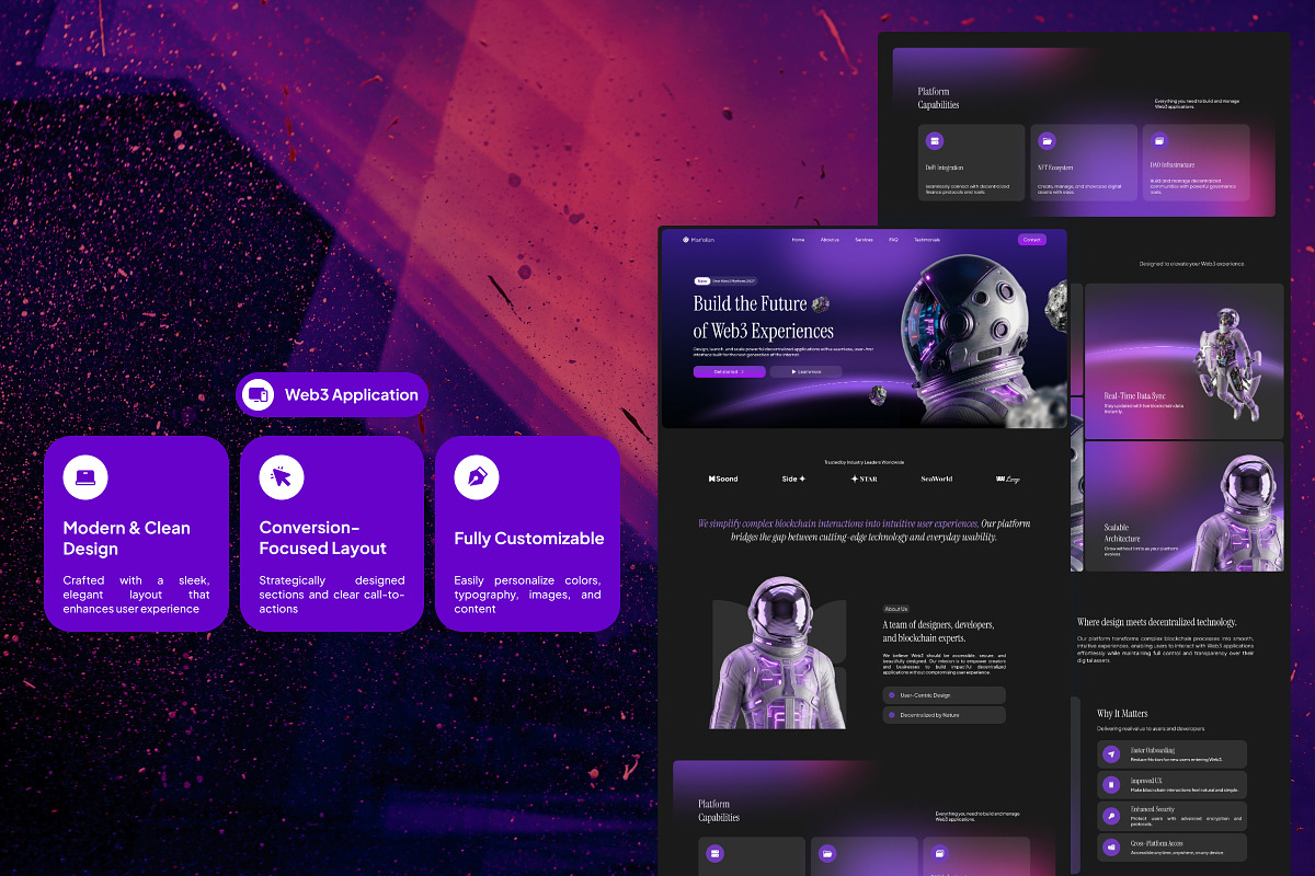 Web3 Application Landing Page, a Landing Page Template by Font Kingdom (Photo 3 of 5)