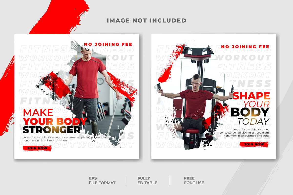 Gym and fitness banner templates, a Social Media Template by Warm Snow (Photo 3 of 3)