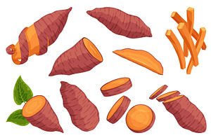 Sweet potato batata set. Vegatable, a Food Illustration by the8monkey