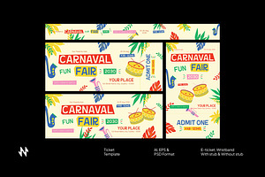 Colorful Carnaval Ticket, a Stationery Template by Neermana