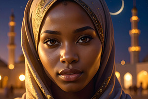 Serene ramadan prayer closeup shot portrait, a Person Photo by DanFLCreativo