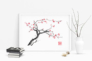 New hope sumi-e painting, a Background Graphic by Quetzal Art (Thumbnail 1 of 4)