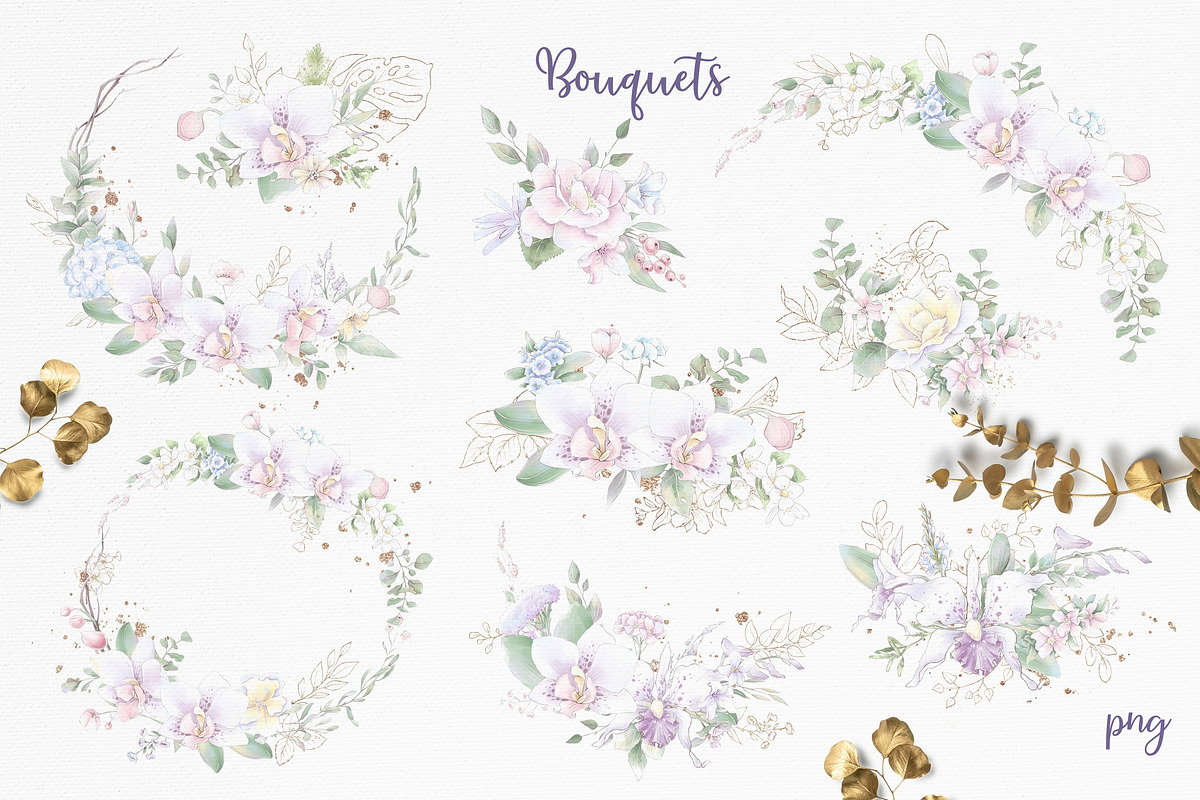 Watercolor flowers Orchids clipart, an Illustration by Yuliya Art (Photo 4 of 18)