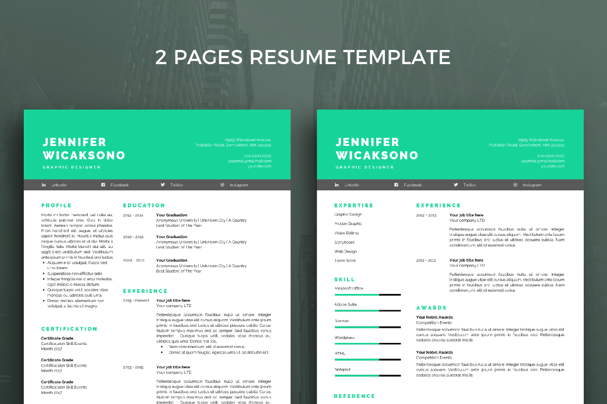 Resume Template 38, a Resume Template by graphicalcium (Photo 2 of 3)