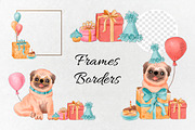 Birthday party. Watercolor dogs., an Animal Illustration by VaraNa Art (Thumbnail 8 of 14)