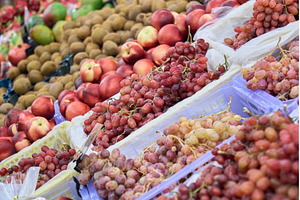 Fruit display at a market with, a Food & Drink Photo by darksoul72