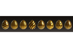 Golden Easter eggs set isolated on, an Object Illustration by art PVP - market