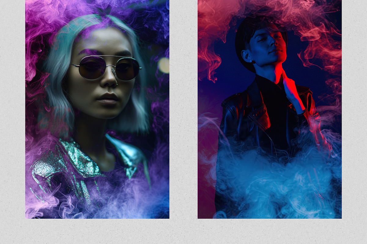 Neon Smoke Frames Effect Overlays, a Brushes & More by PhotoSpirit (Photo 4 of 8)
